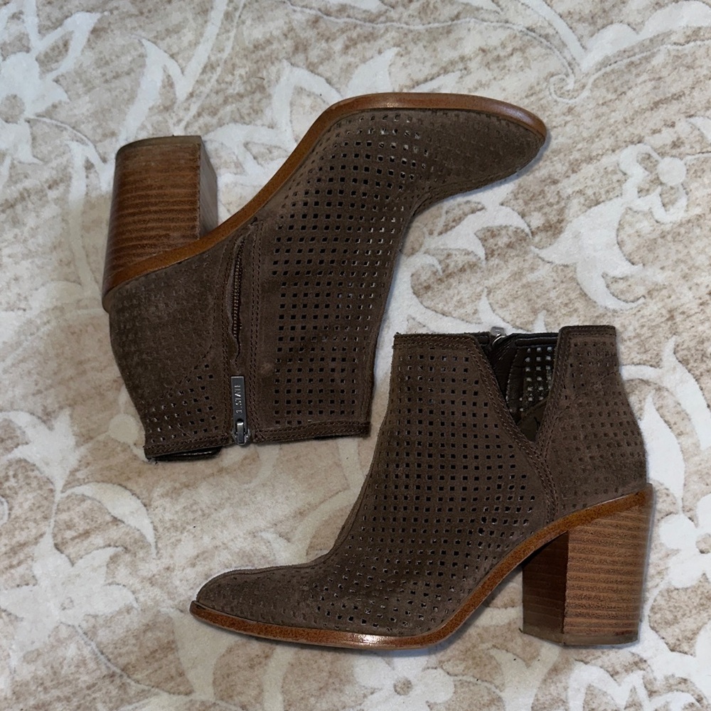 1. State Dark Brown Perforated Ankle Booties